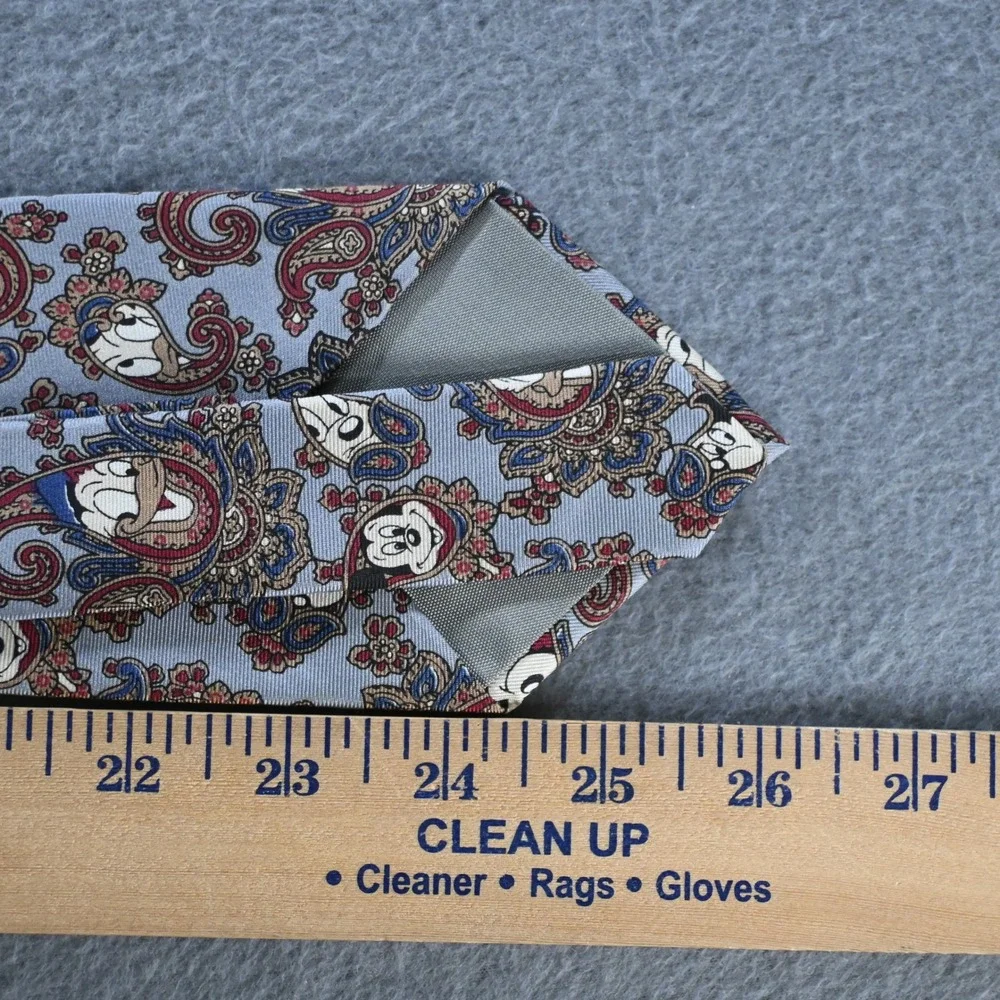 Balancine Disney Vintage 90s Mickey Donald Paisley Silk Necktie OS Gray